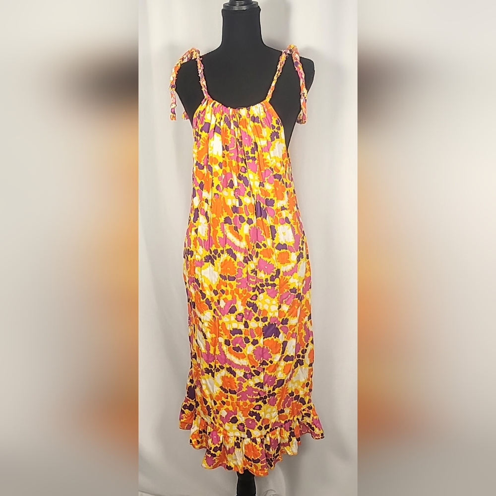 Türkis Otantik Floral Midi Dress NWT | Turkish Boutique Boho Tie Strap Sundress